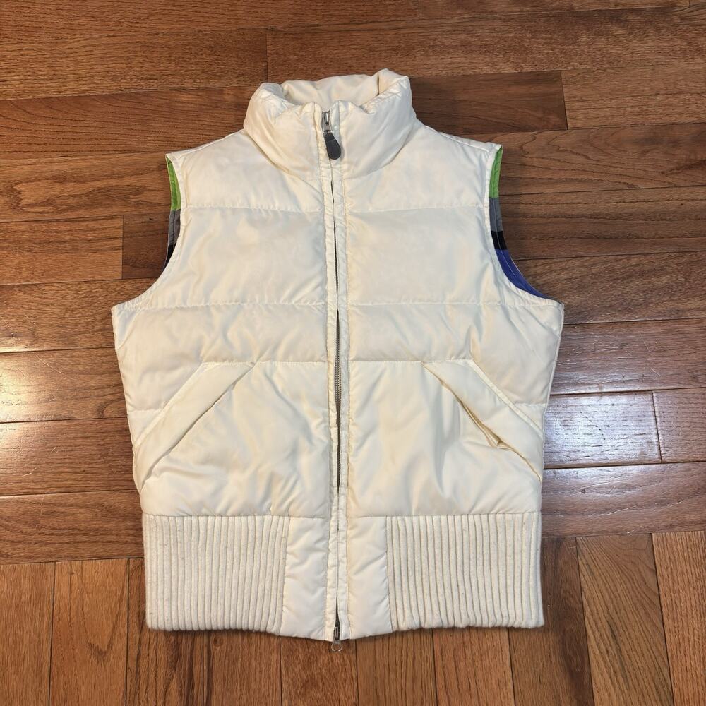 Tommy Hilfiger Reversible Puffer Vest Women’s Medium White Lime Green Blue